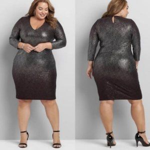 Metallic Foil 3/4-Sleeve Sheath Dress Dress 22/24